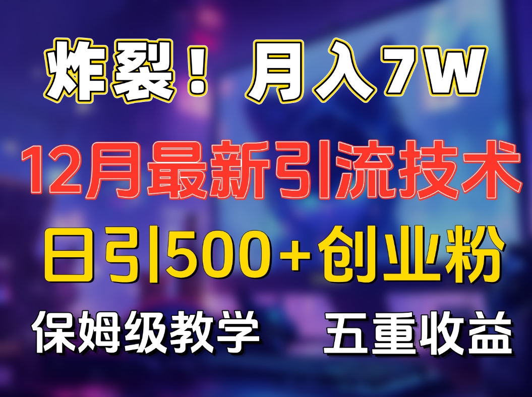 炸裂！月入7W+揭秘12月最新日引流500+精准创业粉，多重收益保姆级教学即刻搞钱-网创项目资源站-副业项目-创业项目-搞钱项目即刻搞钱