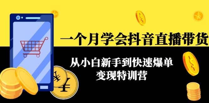 一个月学会抖音直播带货：从小白新手到快速爆单变现特训营(63节课)即刻搞钱-网创项目资源站-副业项目-创业项目-搞钱项目即刻搞钱