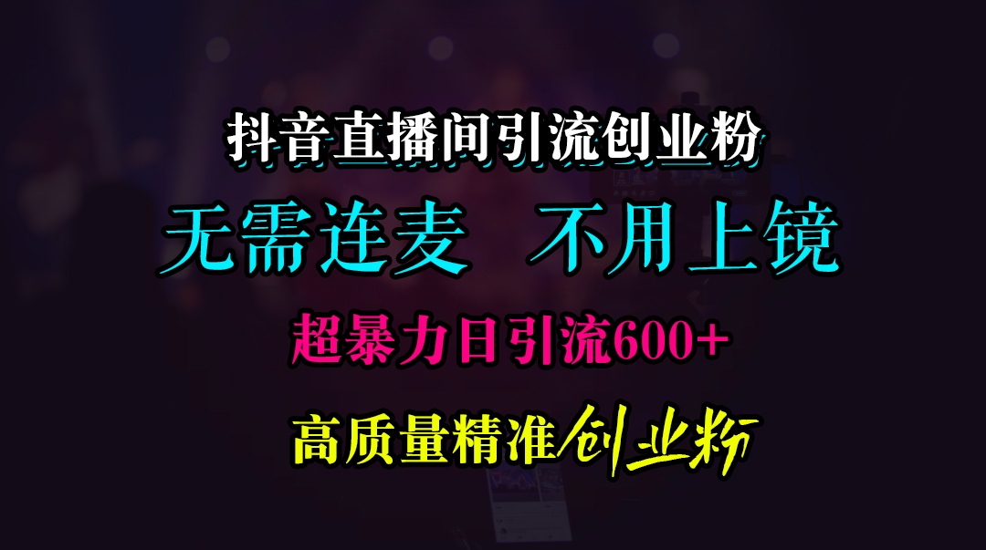 抖音直播间引流创业粉，无需连麦、无需上镜，超暴力日引流600+高质量精准创业粉即刻搞钱-网创项目资源站-副业项目-创业项目-搞钱项目即刻搞钱