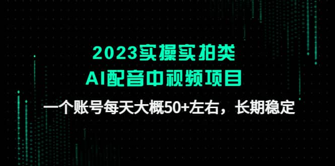 2023实操实拍类AI配音中视频项目，一个账号每天大概50+左右，长期稳定即刻搞钱-网创项目资源站-副业项目-创业项目-搞钱项目即刻搞钱