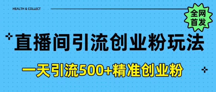 直播间引流创业粉玩法，一天轻松引流500+精准创业粉即刻搞钱-网创项目资源站-副业项目-创业项目-搞钱项目即刻搞钱