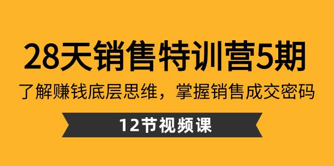 28天·销售特训营5期：了解赚钱底层思维，掌握销售成交密码（12节课）即刻搞钱-网创项目资源站-副业项目-创业项目-搞钱项目即刻搞钱