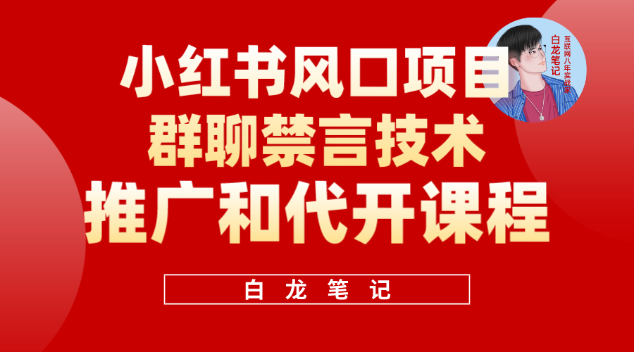 小红书风口项目日入300+，小红书群聊禁言技术代开项目，适合新手操作即刻搞钱-网创项目资源站-副业项目-创业项目-搞钱项目即刻搞钱