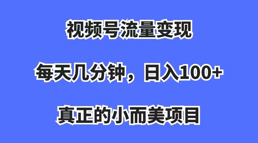 视频号流量变现，每天几分钟，收入100+，真正的小而美项目即刻搞钱-网创项目资源站-副业项目-创业项目-搞钱项目即刻搞钱