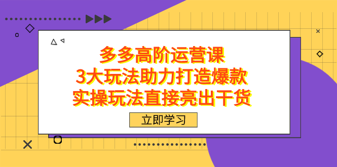 拼多多高阶·运营课，3大玩法助力打造爆款，实操玩法直接亮出干货即刻搞钱-网创项目资源站-副业项目-创业项目-搞钱项目即刻搞钱