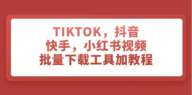TIKTOK，抖音，快手，小红书视频批量下载工具加教程即刻搞钱-网创项目资源站-副业项目-创业项目-搞钱项目即刻搞钱