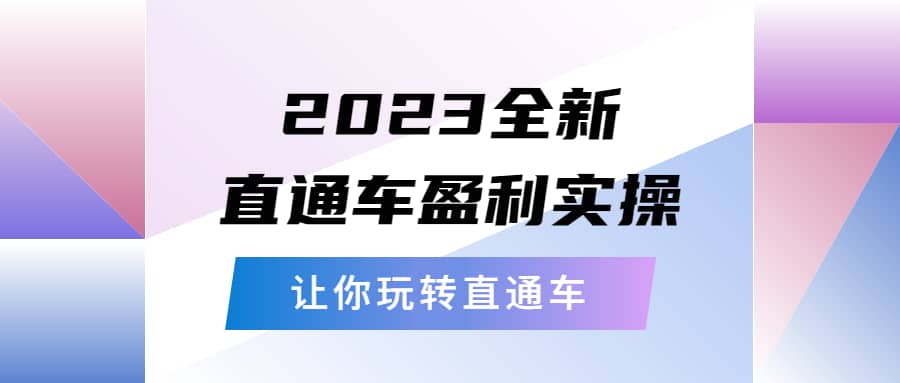 2023全新直通车·盈利实操：从底层，策略到搭建，让你玩转直通车即刻搞钱-网创项目资源站-副业项目-创业项目-搞钱项目即刻搞钱