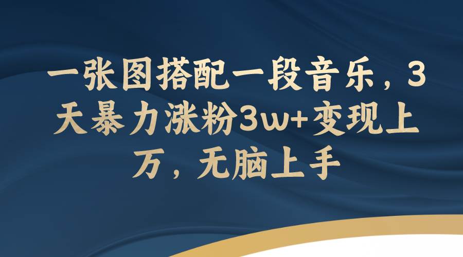 一张图搭配一段音乐，3天暴力涨粉3w+变现上万，无脑上手即刻搞钱-网创项目资源站-副业项目-创业项目-搞钱项目即刻搞钱