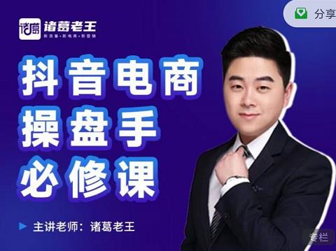 诸葛老王-抖音电商操盘手必修课：顶层设计，​起号破局，爆款运营，数据分析即刻搞钱-网创项目资源站-副业项目-创业项目-搞钱项目即刻搞钱