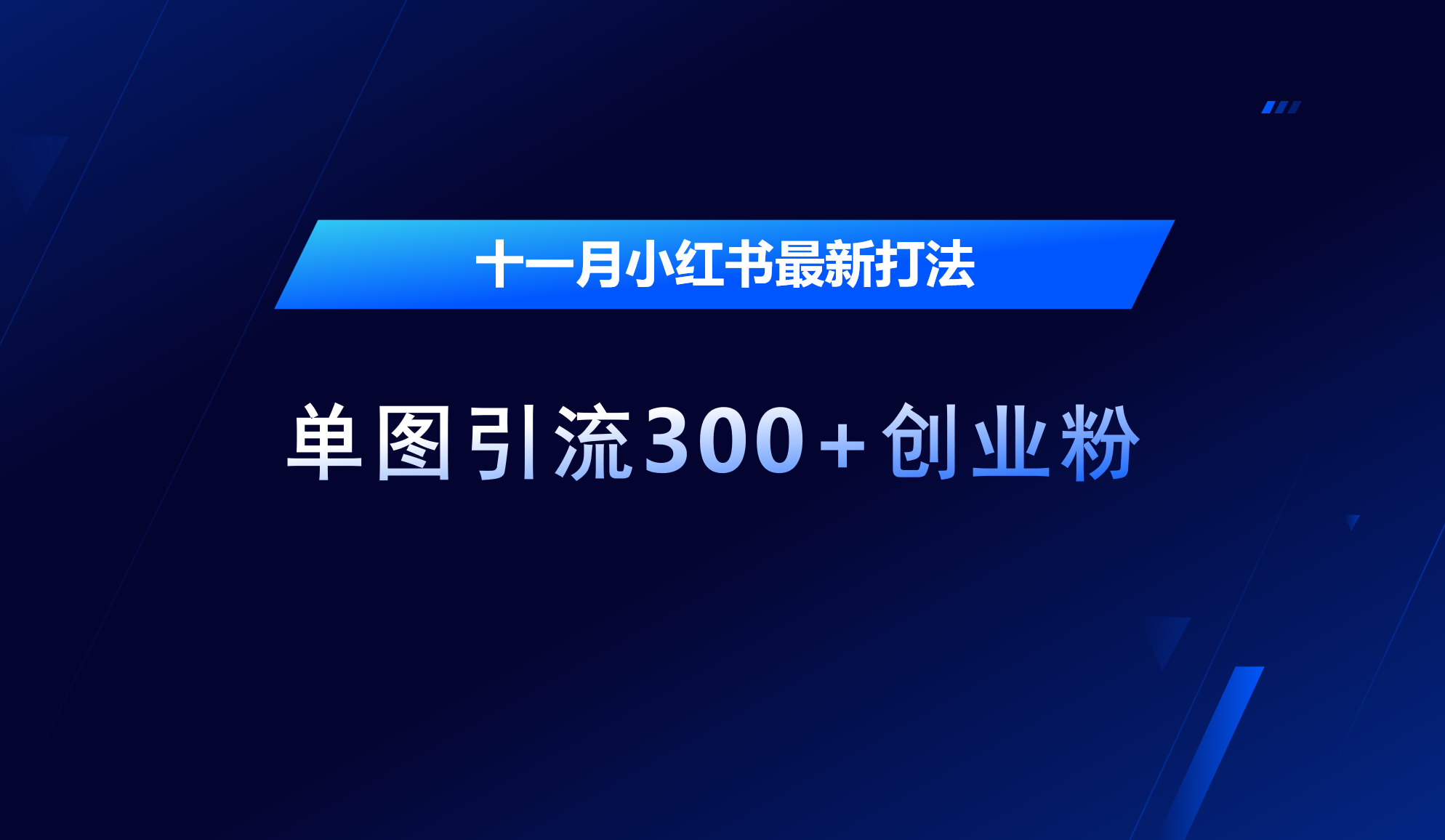 十一月，小红书最新打法，单图引流300+创业粉即刻搞钱-网创项目资源站-副业项目-创业项目-搞钱项目即刻搞钱