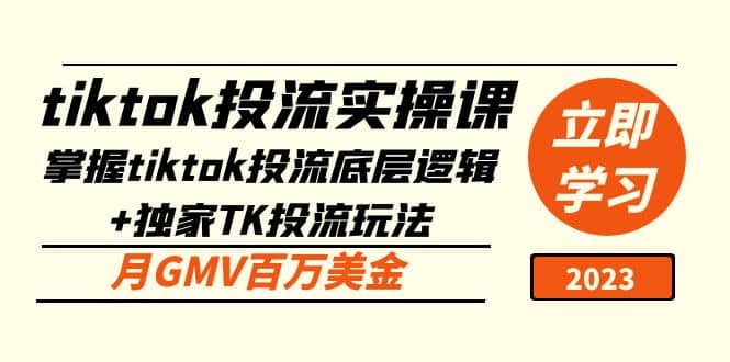 tiktok投流实操课：掌握tiktok投流底层逻辑+独家TK投流玩法即刻搞钱-网创项目资源站-副业项目-创业项目-搞钱项目即刻搞钱