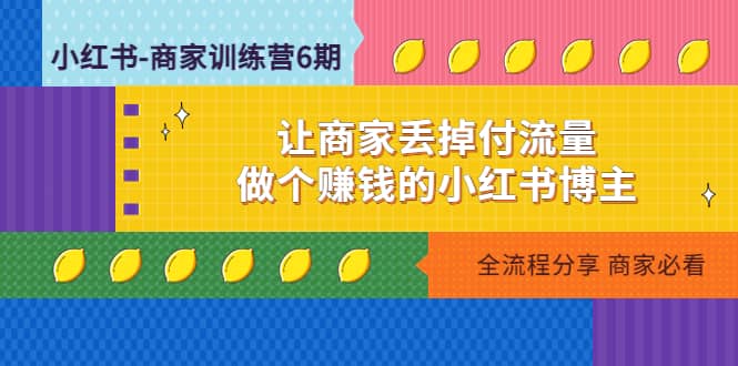 小红书-商家训练营12期：让商家丢掉付流量即刻搞钱-网创项目资源站-副业项目-创业项目-搞钱项目即刻搞钱