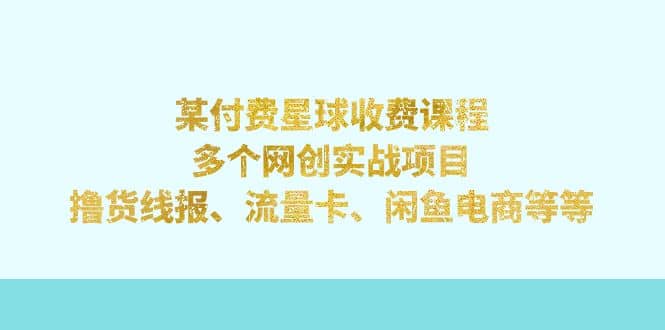 某付费星球课程：多个网创实战项目，撸货线报、流量卡、闲鱼电商等等即刻搞钱-网创项目资源站-副业项目-创业项目-搞钱项目即刻搞钱