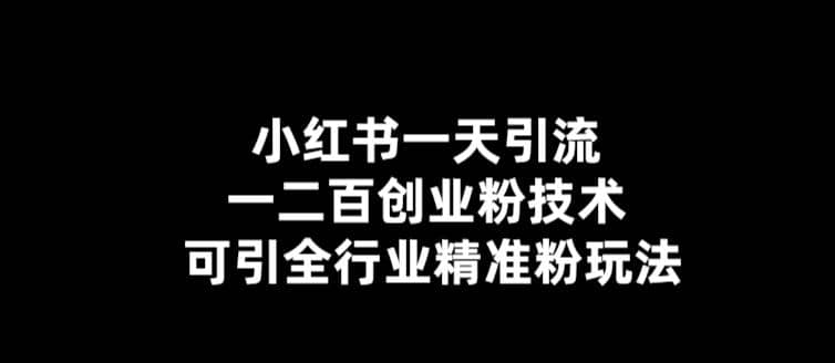 【引流必备】小红书一天引流一二百创业粉技术，可引全行业精准粉玩法即刻搞钱-网创项目资源站-副业项目-创业项目-搞钱项目即刻搞钱
