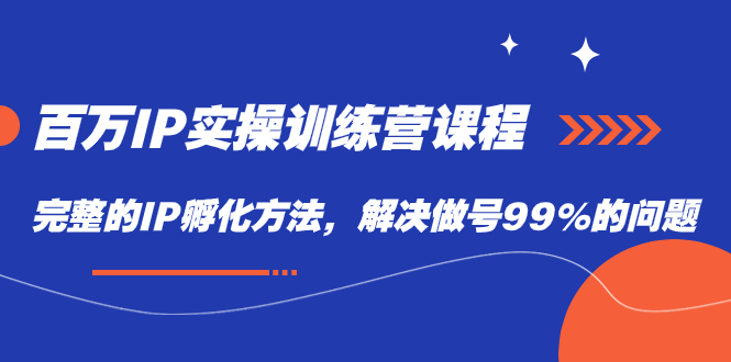 百万IP实战训练营课程，完整的IP孵化方法，解决做号99%的问题即刻搞钱-网创项目资源站-副业项目-创业项目-搞钱项目即刻搞钱