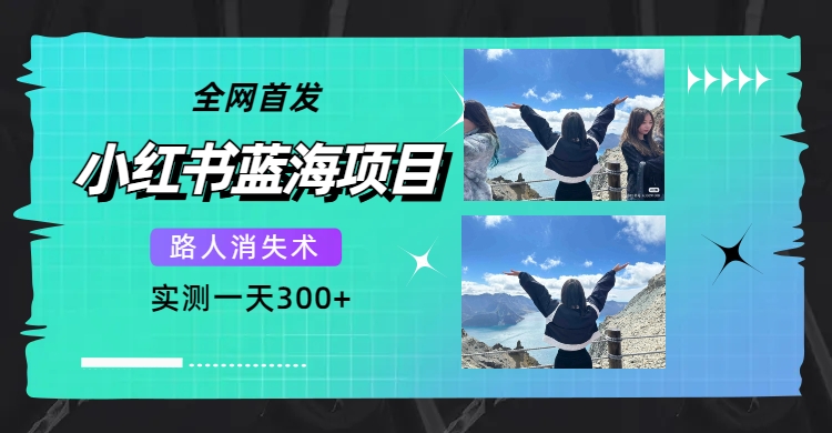 全网首发，小红书蓝海项目，路人消失术，实测一天300+（教程+工具）即刻搞钱-网创项目资源站-副业项目-创业项目-搞钱项目即刻搞钱