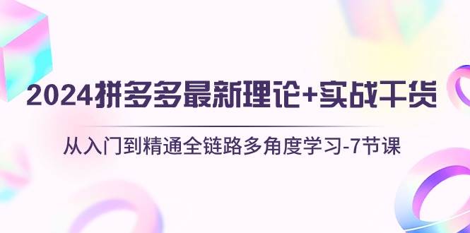 2024拼多多 最新理论+实战干货，从入门到精通全链路多角度学习-7节课即刻搞钱-网创项目资源站-副业项目-创业项目-搞钱项目即刻搞钱