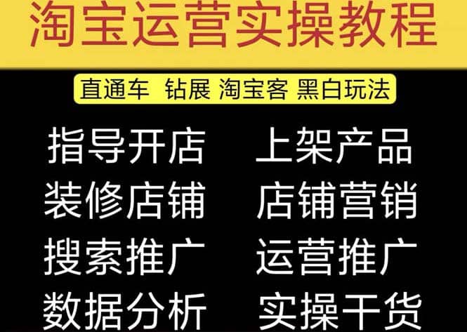 2023淘宝开店教程0基础到高级全套视频网店电商运营培训教学课程（2月更新）即刻搞钱-网创项目资源站-副业项目-创业项目-搞钱项目即刻搞钱