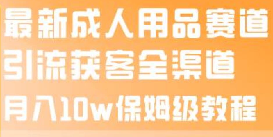 最新成人用品赛道引流获客全渠道，月入10w保姆级教程即刻搞钱-网创项目资源站-副业项目-创业项目-搞钱项目即刻搞钱
