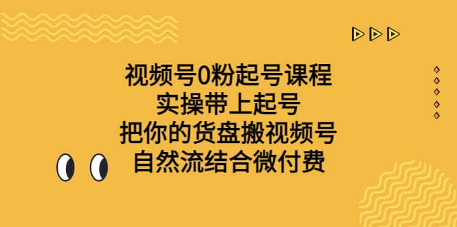 视频号0粉起号课程 实操带上起号 把你的货盘搬视频号 自然流结合微付费即刻搞钱-网创项目资源站-副业项目-创业项目-搞钱项目即刻搞钱