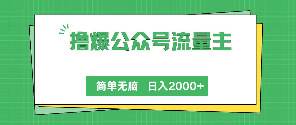 撸爆公众号流量主，简单无脑，单日变现2000+即刻搞钱-网创项目资源站-副业项目-创业项目-搞钱项目即刻搞钱