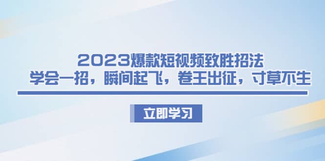 2023爆款短视频致胜招法，学会一招，瞬间起飞，卷王出征，寸草不生即刻搞钱-网创项目资源站-副业项目-创业项目-搞钱项目即刻搞钱