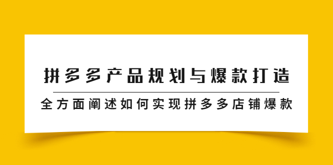 拼多多产品规划与爆款打造，全方面阐述如何实现拼多多店铺爆款即刻搞钱-网创项目资源站-副业项目-创业项目-搞钱项目即刻搞钱