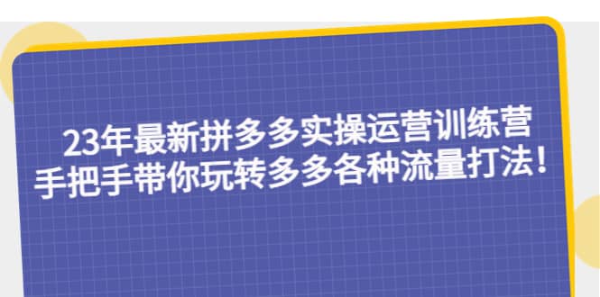 23年最新拼多多实操运营训练营：手把手带你玩转多多各种流量打法！即刻搞钱-网创项目资源站-副业项目-创业项目-搞钱项目即刻搞钱