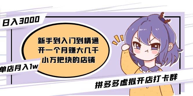 拼多多虚拟开店打卡群：新手到入门到精通即刻搞钱-网创项目资源站-副业项目-创业项目-搞钱项目即刻搞钱