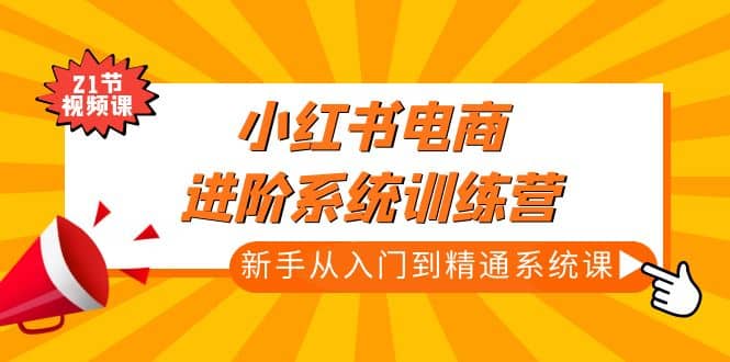 小红书电商进阶系统训练营：新手从入门到精通系统课（21节视频课）即刻搞钱-网创项目资源站-副业项目-创业项目-搞钱项目即刻搞钱