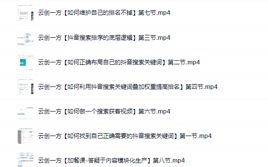 云创一方2022抖音SEO系列课程，教你如何快速上抖音搜索排名第一即刻搞钱-网创项目资源站-副业项目-创业项目-搞钱项目即刻搞钱