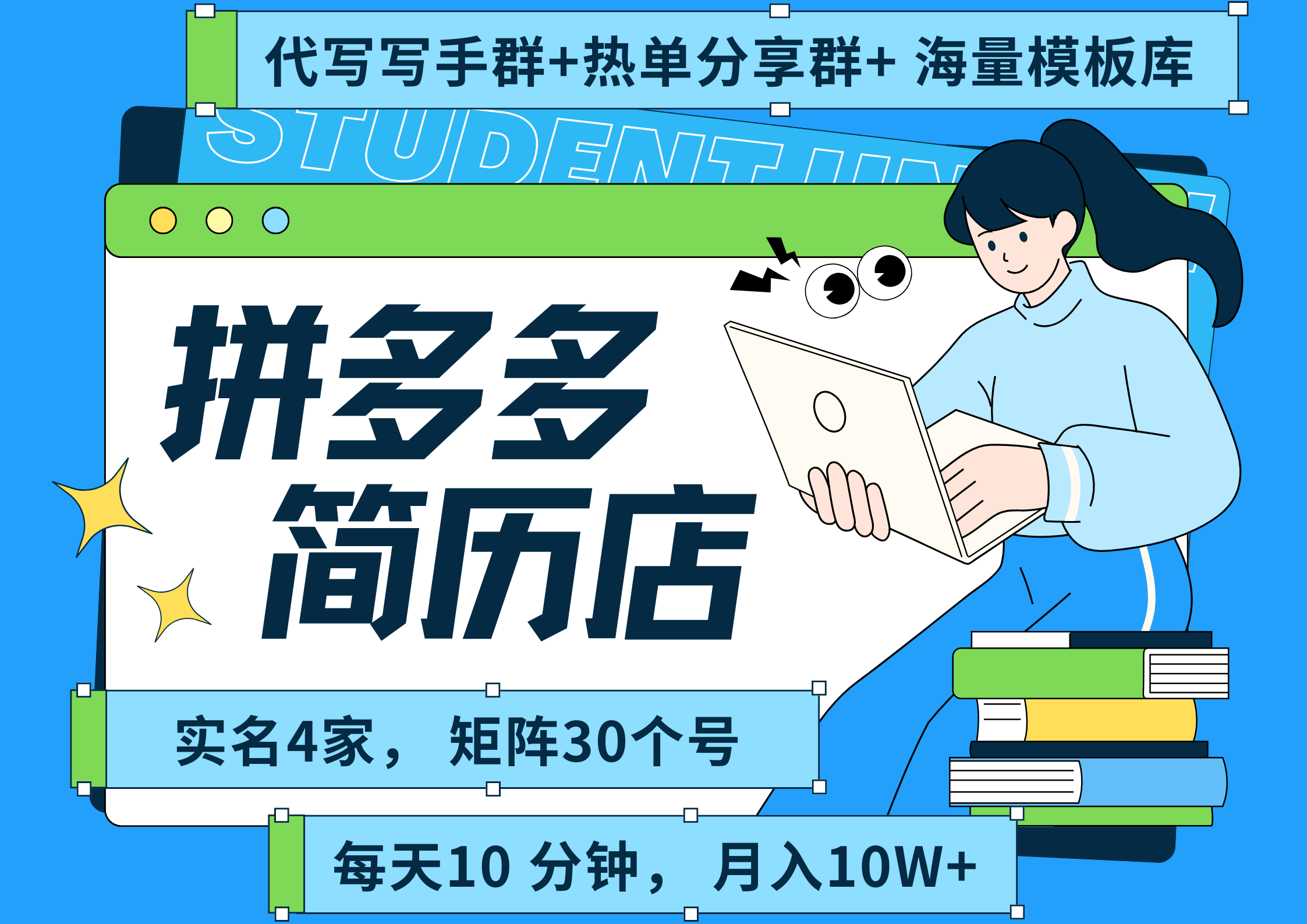 拼多多 虚拟资料 简历 海报代写 全SOP流程 毫无保留分享（含后端资料以及代写渠道）每天十分钟 每人实名四个店  矩阵30个账号  轻轻松松 月入10W即刻搞钱-网创项目资源站-副业项目-创业项目-搞钱项目即刻搞钱