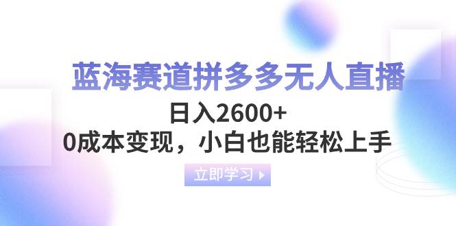 蓝海赛道拼多多无人直播，日入2600+，0成本变现，小白也能轻松上手即刻搞钱-网创项目资源站-副业项目-创业项目-搞钱项目即刻搞钱