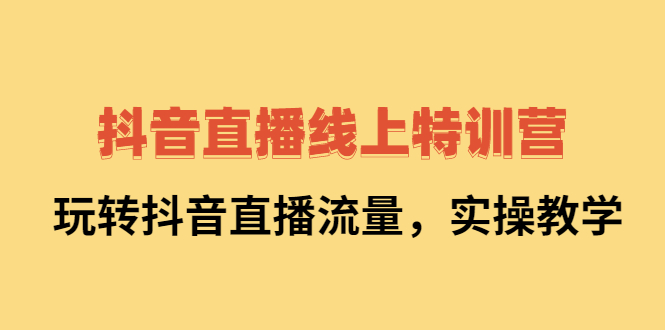 抖音直播线上特训营：玩转抖音直播流量，实操教学即刻搞钱-网创项目资源站-副业项目-创业项目-搞钱项目即刻搞钱