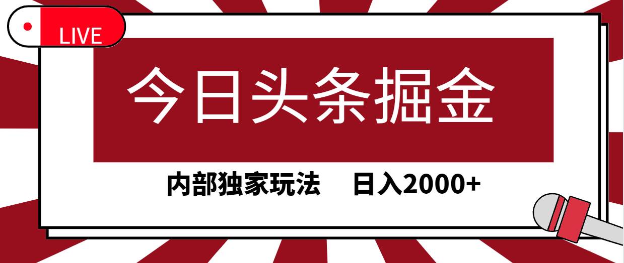 今日头条掘金，30秒一篇文章，内部独家玩法，日入2000+即刻搞钱-网创项目资源站-副业项目-创业项目-搞钱项目即刻搞钱