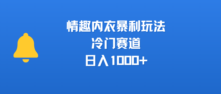 情趣内衣暴利玩法，冷门赛道，日入1000+即刻搞钱-网创项目资源站-副业项目-创业项目-搞钱项目即刻搞钱