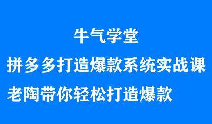 牛气学堂拼多多打造爆款系统实战课，老陶带你轻松打造爆款即刻搞钱-网创项目资源站-副业项目-创业项目-搞钱项目即刻搞钱