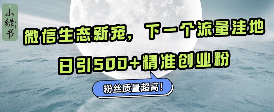 微信生态新宠小绿书：下一个流量洼地，粉丝质量超高，日引500+精准创业粉，即刻搞钱-网创项目资源站-副业项目-创业项目-搞钱项目即刻搞钱