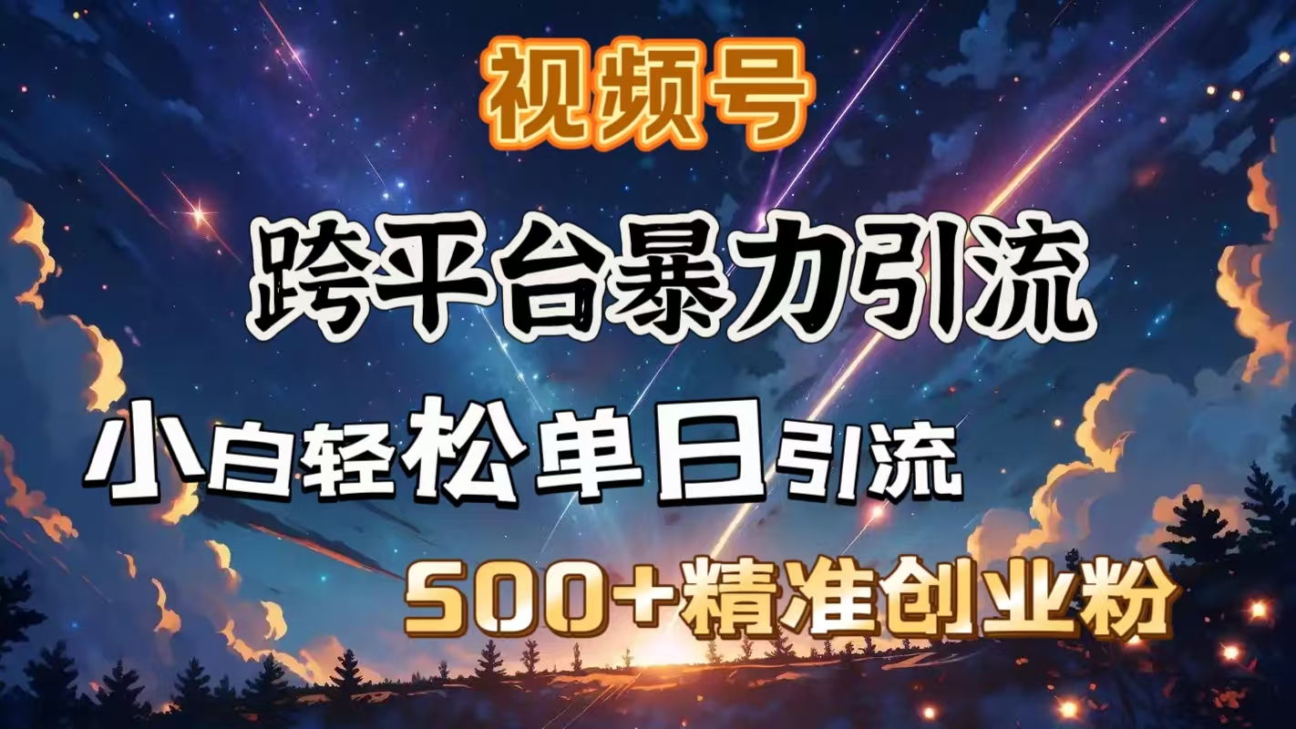 视频号跨平台暴力引流，小白轻松单日引流500＋精准创业粉即刻搞钱-网创项目资源站-副业项目-创业项目-搞钱项目即刻搞钱