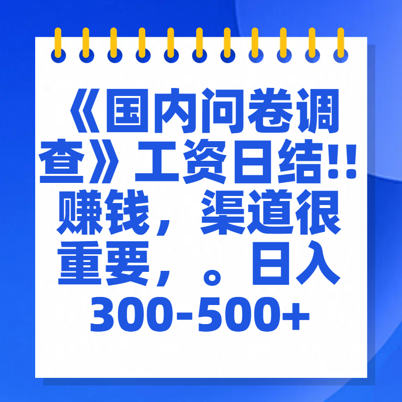 问卷调查答题，一个人在家也可以闷声发大财，小白一天2张，【揭秘】即刻搞钱-网创项目资源站-副业项目-创业项目-搞钱项目即刻搞钱