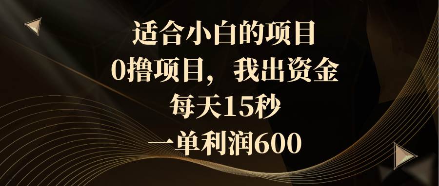 适合小白的项目，0撸项目，我出资金，每天15秒，一单利润600即刻搞钱-网创项目资源站-副业项目-创业项目-搞钱项目即刻搞钱
