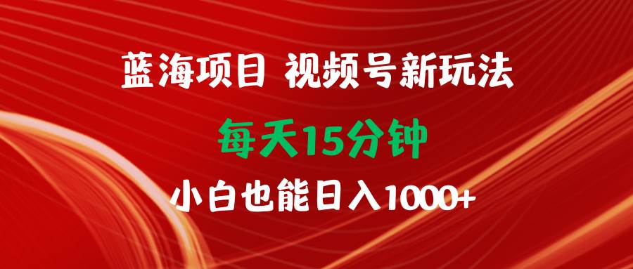 蓝海项目视频号新玩法 每天15分钟 小白也能日入1000+即刻搞钱-网创项目资源站-副业项目-创业项目-搞钱项目即刻搞钱