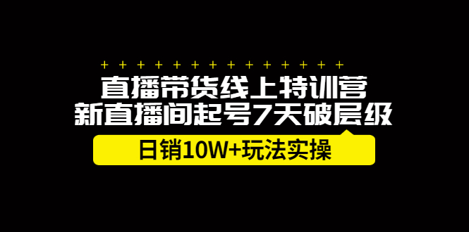 直播带货线上特训营，新直播间起号7天破层级日销10万玩法实操即刻搞钱-网创项目资源站-副业项目-创业项目-搞钱项目即刻搞钱