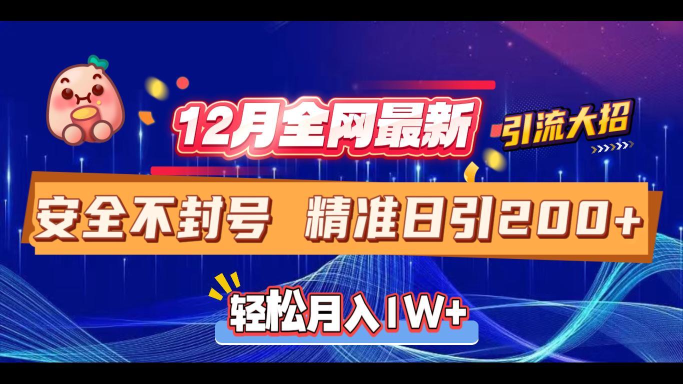 12月全网最新引流大招 安全不封号 日引精准粉200+即刻搞钱-网创项目资源站-副业项目-创业项目-搞钱项目即刻搞钱