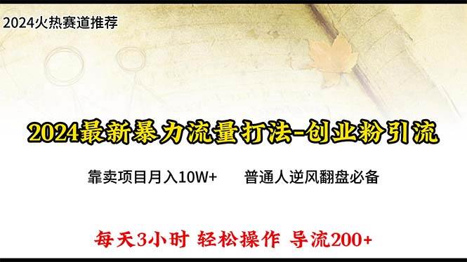 2024年最新暴力流量打法，每日导入300+，靠卖项目月入10W+即刻搞钱-网创项目资源站-副业项目-创业项目-搞钱项目即刻搞钱
