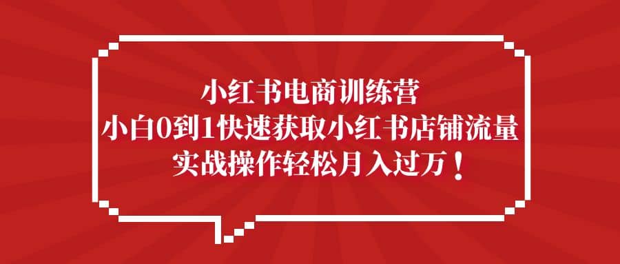 小红书电商训练营，小白0到1快速获取小红书店铺流量即刻搞钱-网创项目资源站-副业项目-创业项目-搞钱项目即刻搞钱