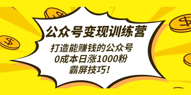 公众号变现训练营（第3期）即刻搞钱-网创项目资源站-副业项目-创业项目-搞钱项目即刻搞钱