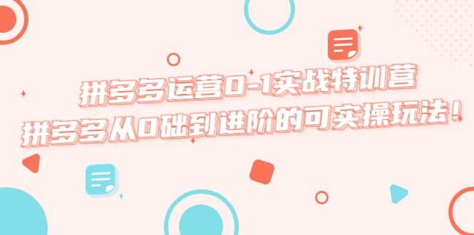 拼多多运营0-1实战特训营，拼多多从0础到进阶的可实操玩法即刻搞钱-网创项目资源站-副业项目-创业项目-搞钱项目即刻搞钱