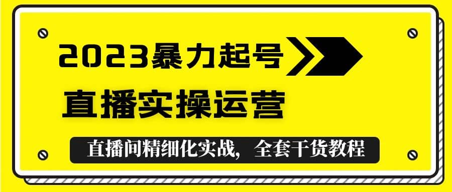 2023暴力起号+直播实操运营，全套直播间精细化实战，全套干货教程即刻搞钱-网创项目资源站-副业项目-创业项目-搞钱项目即刻搞钱