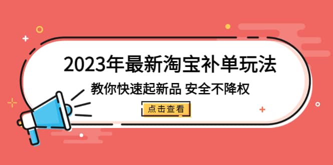 2023年最新淘宝补单玩法，教你快速起·新品，安全·不降权（18课时）即刻搞钱-网创项目资源站-副业项目-创业项目-搞钱项目即刻搞钱